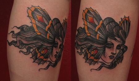 Robert Hendrickson - victorian moth lady tattoo